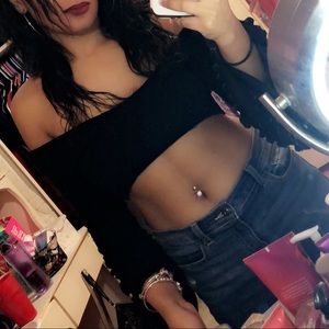 Black off the shoulder crop top